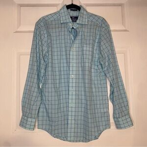 Vineyard Vines Cooper Shirt Pastel Blues Plaid Collared Shirt Size Small